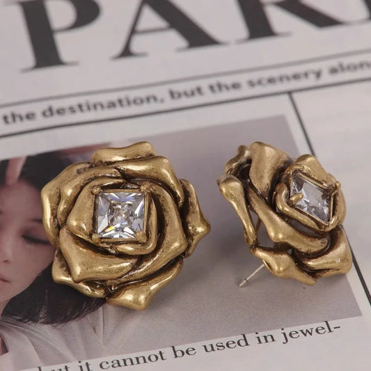 Trendy Jewelry Elegant Temperament Metal Flower Earrings For Women Female Gifts Delicate Design Ear Accessories Hot Selling