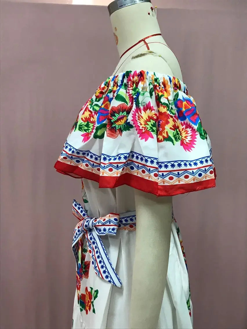 Boho Dress Women's One Shoulder Dress with Sexy and Fashionable Printed Long Style, Large Display, Summer New