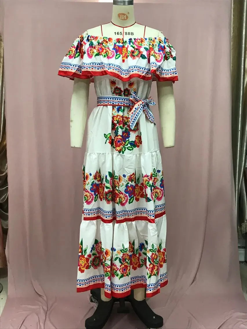 Boho Dress Women's One Shoulder Dress with Sexy and Fashionable Printed Long Style, Large Display, Summer New