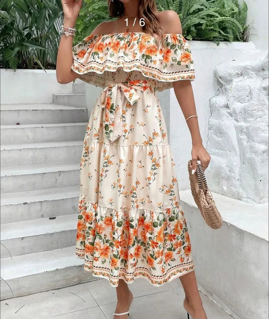 Boho Dress Women's One Shoulder Dress with Sexy and Fashionable Printed Long Style, Large Display, Summer New
