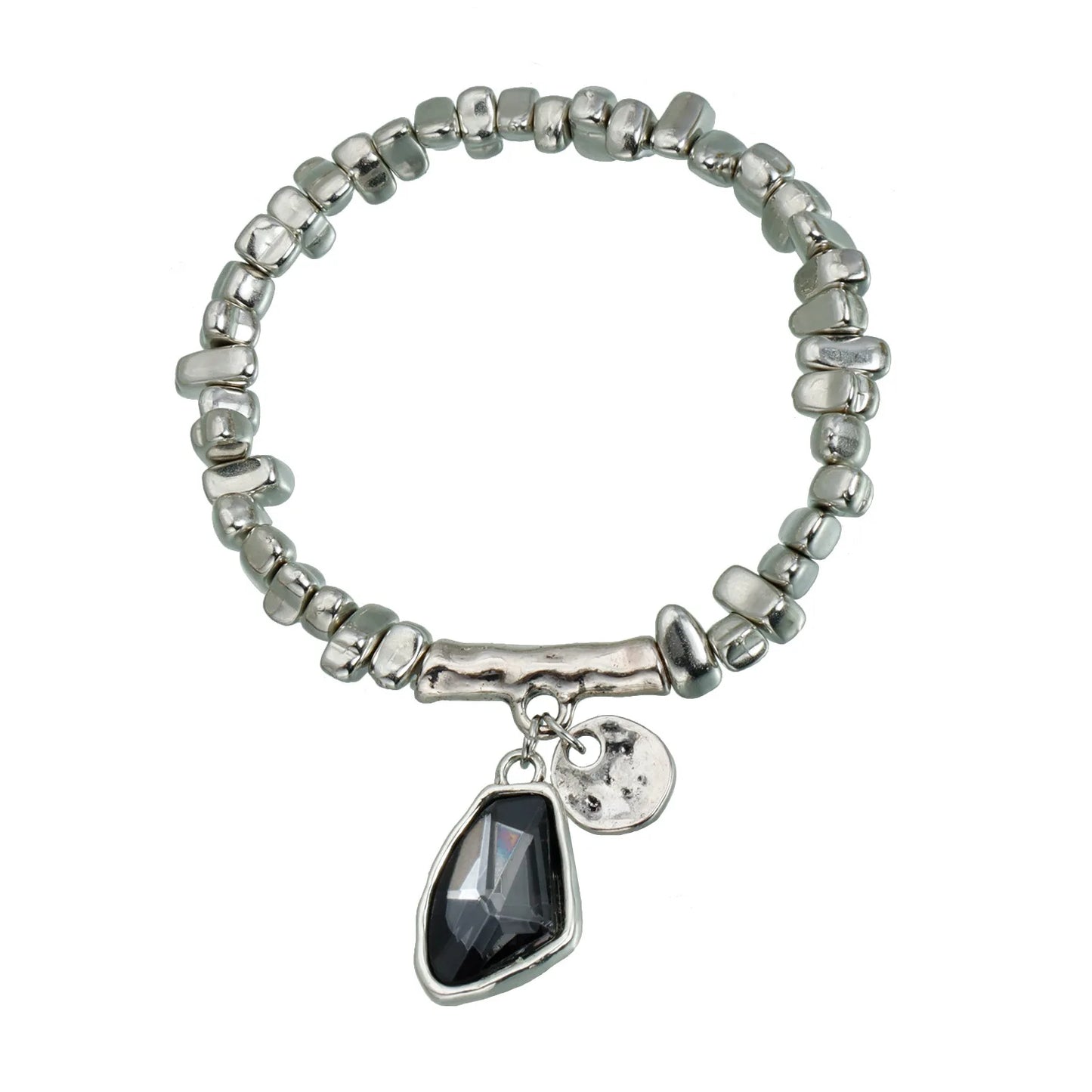 Faceted Pendant Set Necklace & Bracelet Sparkling Metal Jewelry Elegant Cut Crystal Gift for Women Luxe