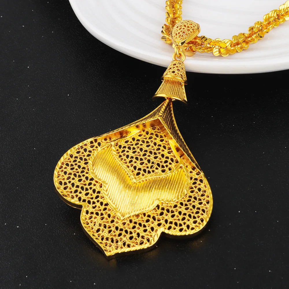 Jewelery Set For Women Dubai 24K Gold Color Jewlery African Designer Wedding Bridal Necklace Earring Ring Gift