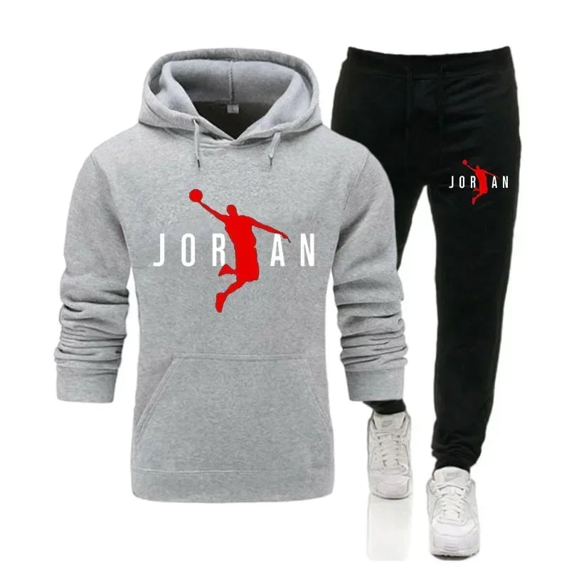 Fashionable men's sportswear set 2025 Spring and Autumn New outdoor men's casual pullover + jogging Pants two-piece set