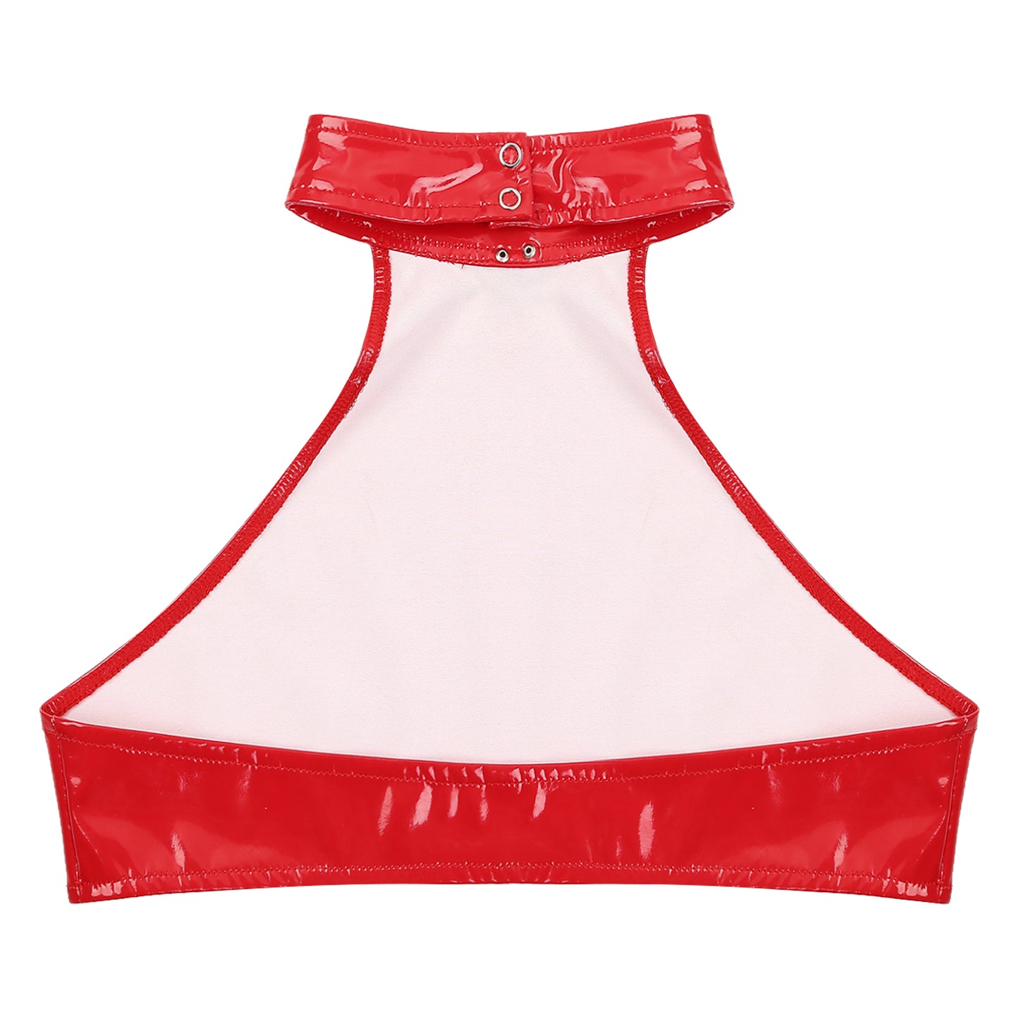 Men Fashion O Ring Halter Vest Crop Tops Wetlook Latex Backless Sleeveless Patent Leather Camisole for Party Club Music Festival