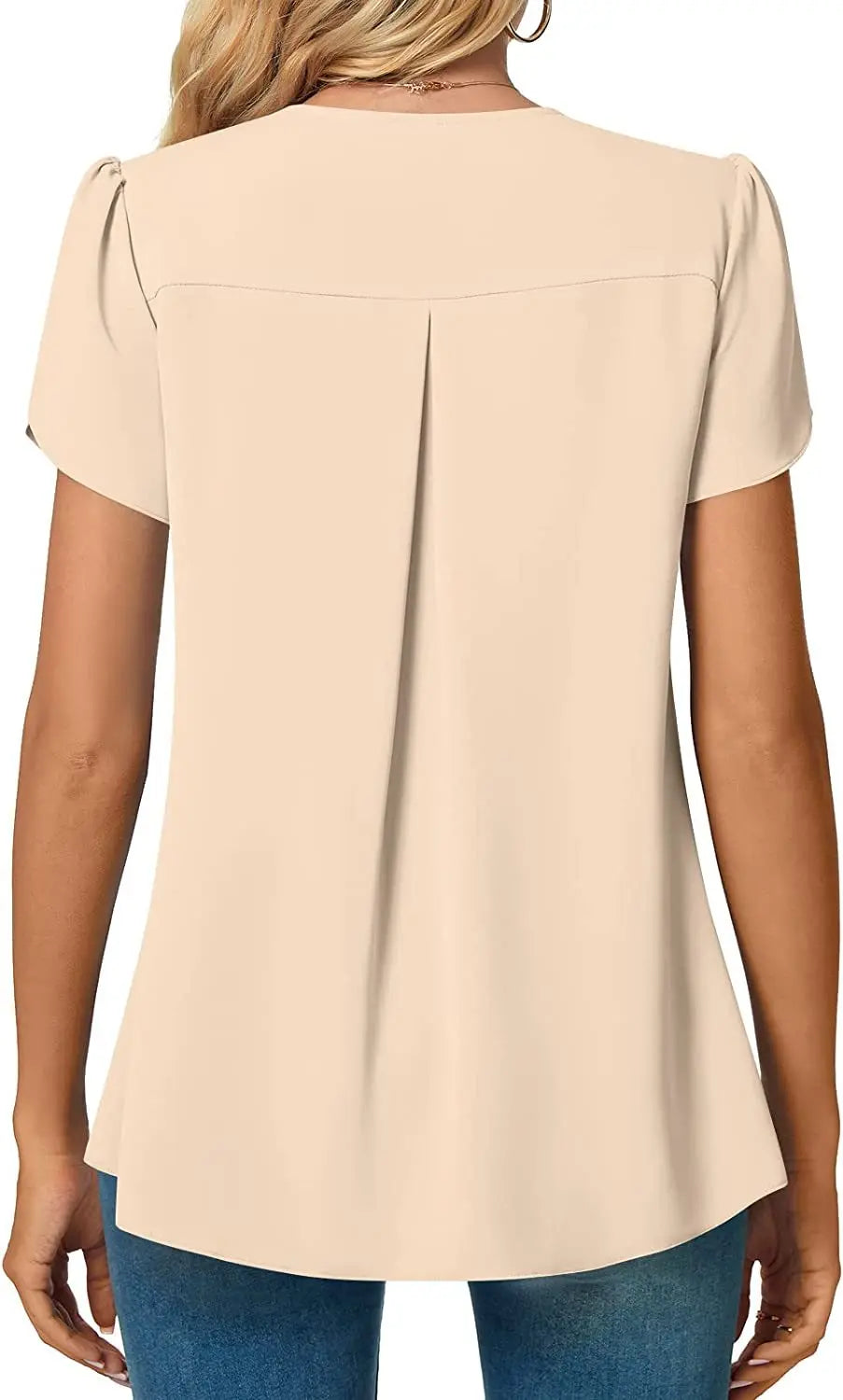 Elegant Women's Top Blouse Flower 2024 Summer Fashion Simplicity Short Sleeve Solid V-Neck Commuter Office Female Shirt S-XXL