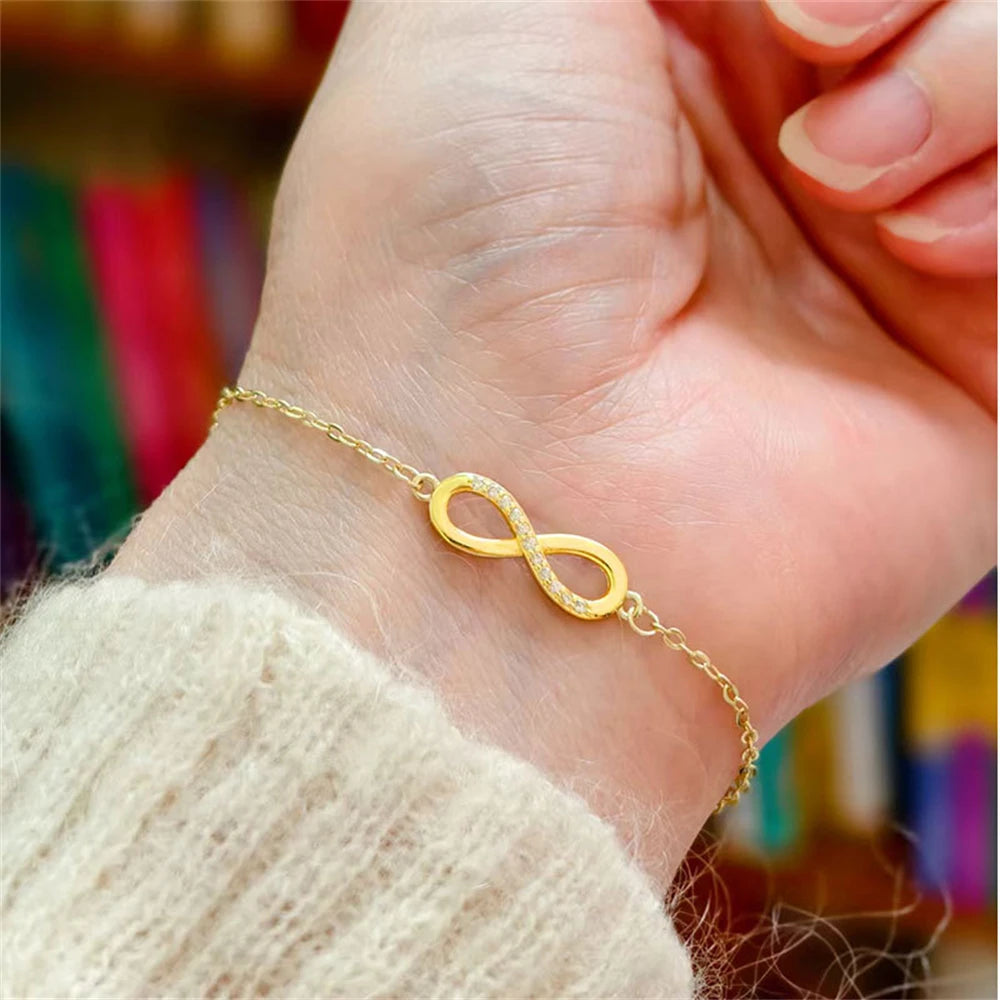 925 Sterling Silver Jewelry Set Inlaid Crystal Zircon Women's Mobius Loop Necklace Bracelet Earrings, Party Gift Jewelry