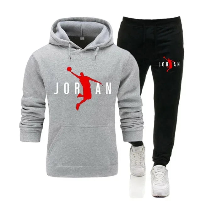 Fashionable men's sportswear set 2025 Spring and Autumn New outdoor men's casual pullover + jogging Pants two-piece set