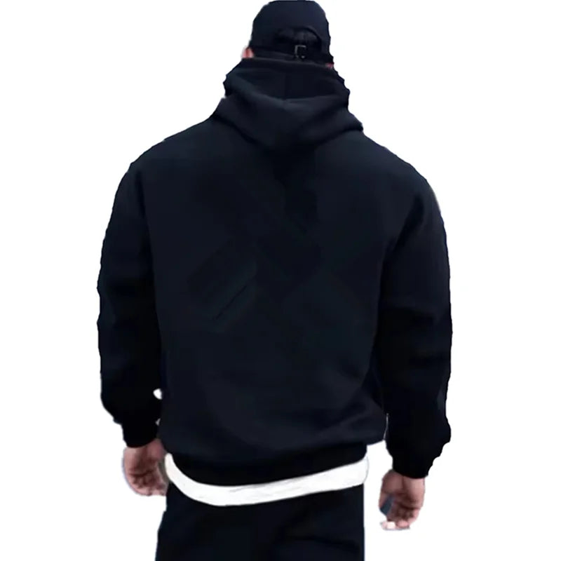 Men Blue White Fashion Trends Hoodie Print Casual Streetwear Sports Jogging Sweatshirt Pullover Spring Autumn Daily Unisex Cloth