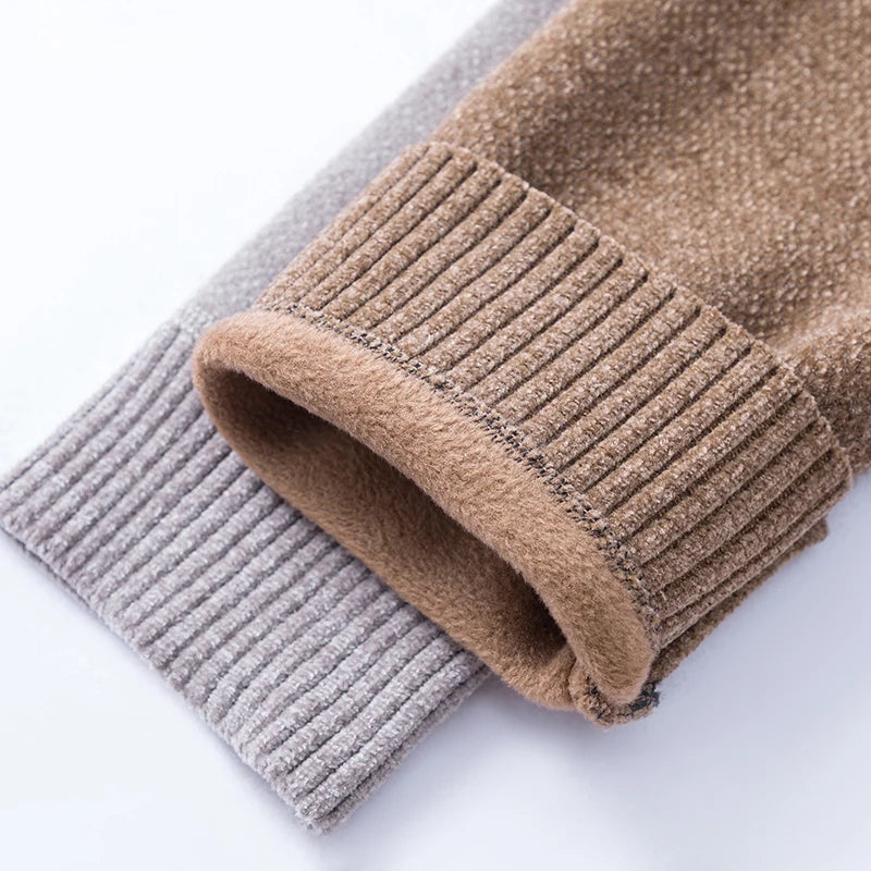 2025 Autumn and Winter Fashionable Men's Business Wear with A Lapel and Lined Sweater with An Inner Knitted Shirt