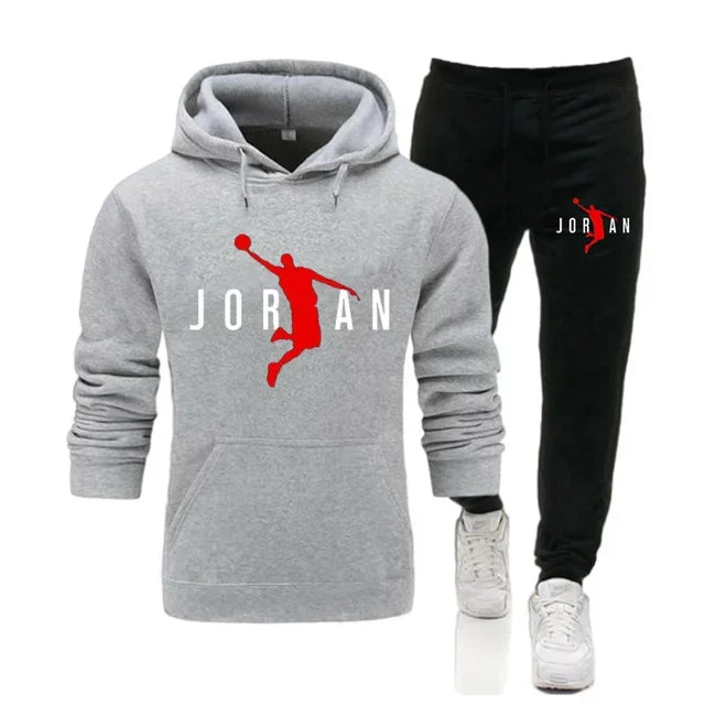 Fashionable men's sportswear set 2025 Spring and Autumn New outdoor men's casual pullover + jogging Pants two-piece set