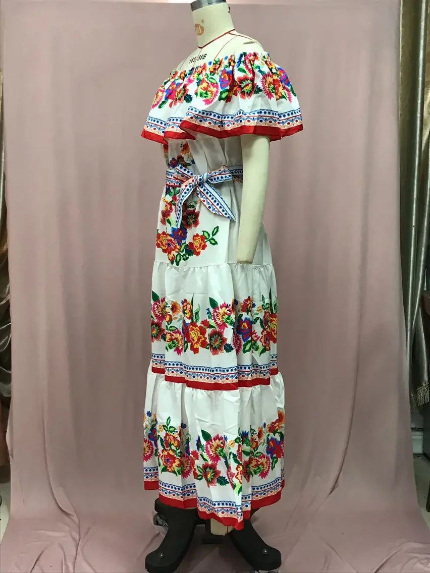 Boho Dress Women's One Shoulder Dress with Sexy and Fashionable Printed Long Style, Large Display, Summer New