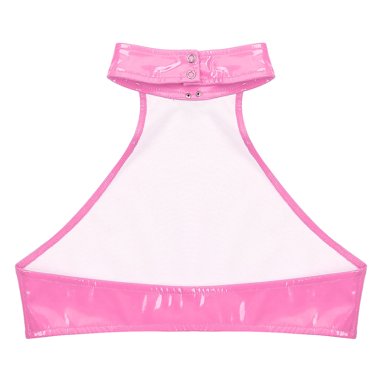 Men Fashion O Ring Halter Vest Crop Tops Wetlook Latex Backless Sleeveless Patent Leather Camisole for Party Club Music Festival