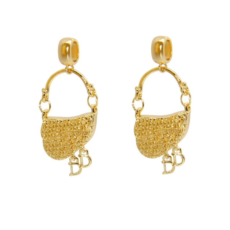 Women's Jewelry, French Luxury Gold-plated, Saddle Bag Pendant Earrings & Necklace, Elegant Versatile, Stylish Hot Sale