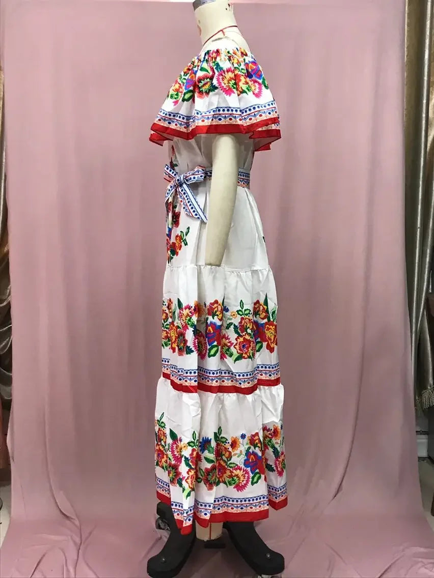 Boho Dress Women's One Shoulder Dress with Sexy and Fashionable Printed Long Style, Large Display, Summer New