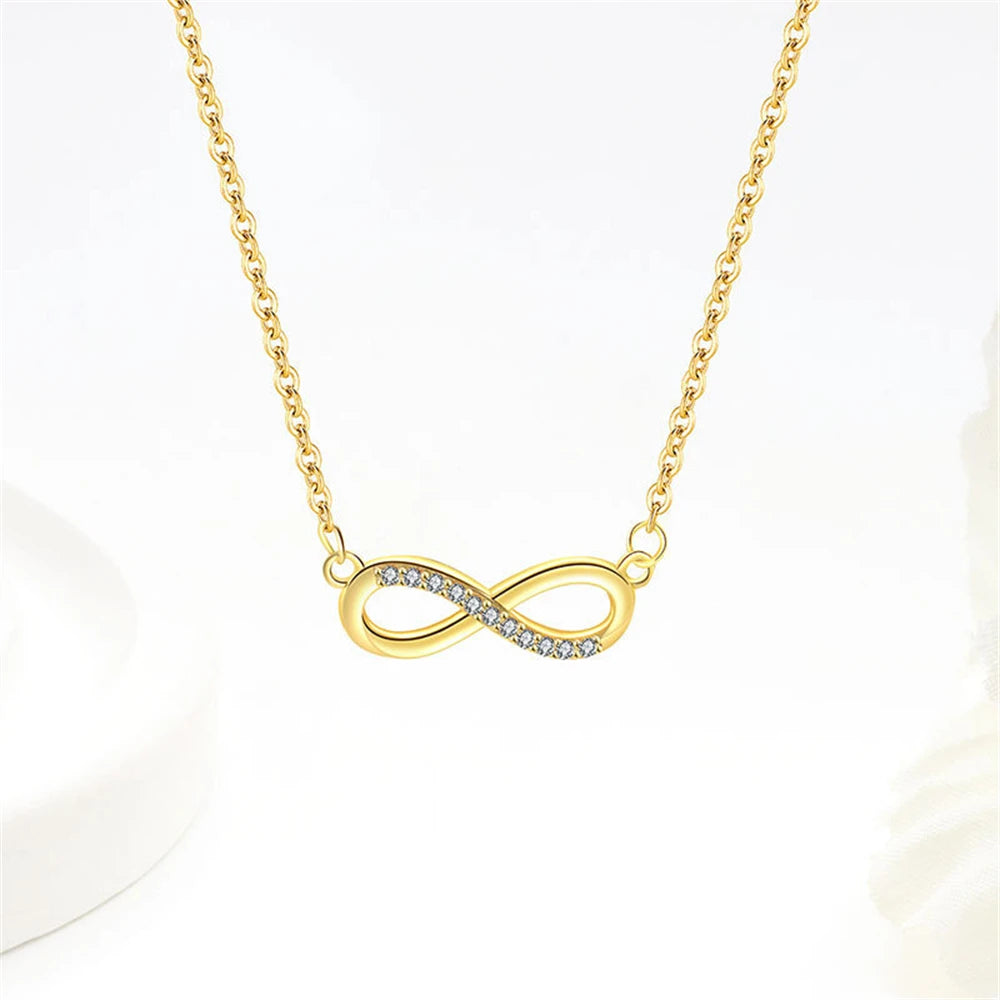 925 Sterling Silver Jewelry Set Inlaid Crystal Zircon Women's Mobius Loop Necklace Bracelet Earrings, Party Gift Jewelry