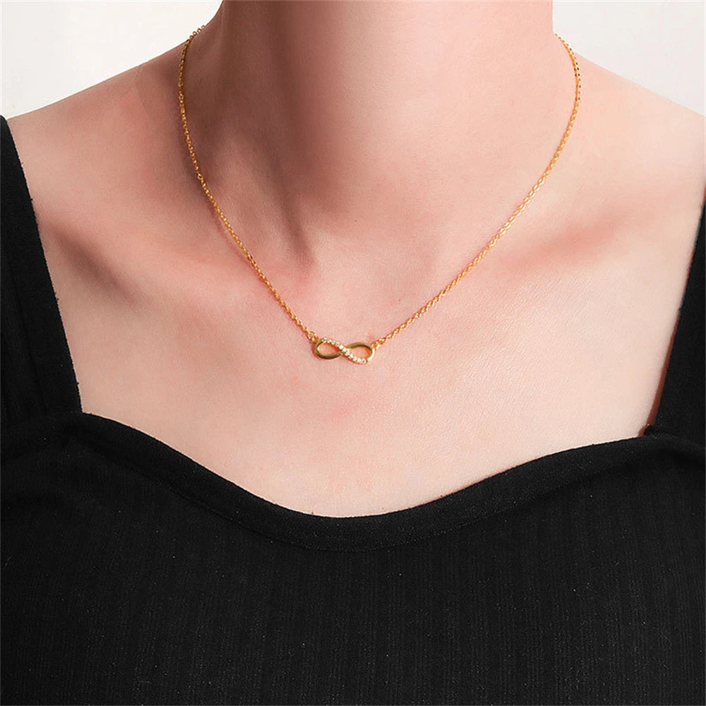 925 Sterling Silver Jewelry Set Inlaid Crystal Zircon Women's Mobius Loop Necklace Bracelet Earrings, Party Gift Jewelry