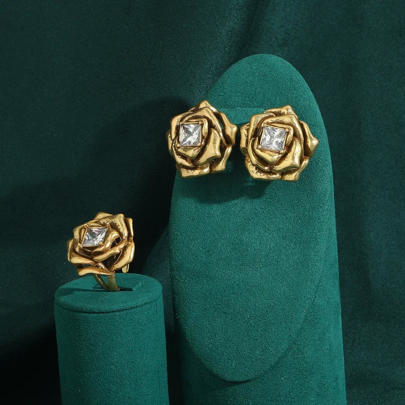 Trendy Jewelry Elegant Temperament Metal Flower Earrings For Women Female Gifts Delicate Design Ear Accessories Hot Selling