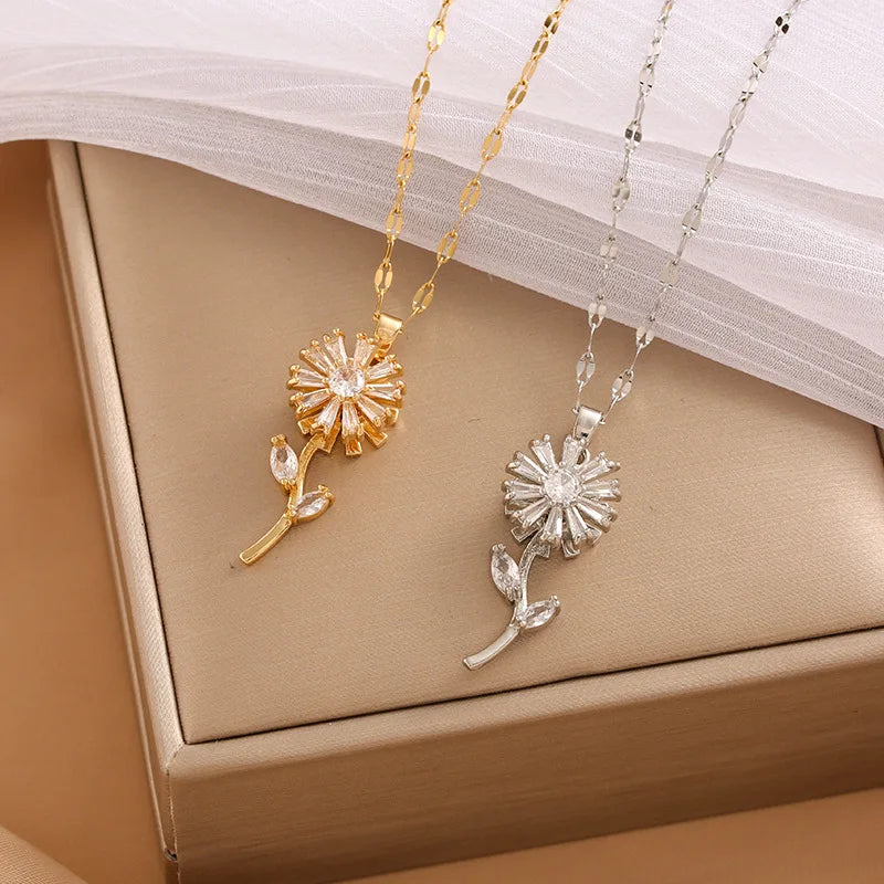 JUWANG Elegant Simple Double Layer Lady Necklaces Temperament Exquisite Stars Shine Zircon Necklace Engagement Luxury Jewelry