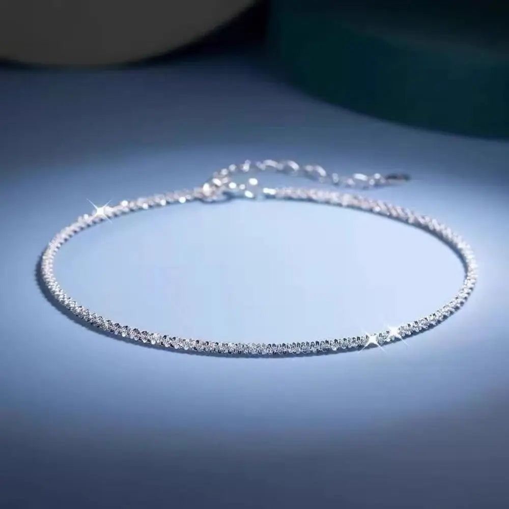 Fashion Elegant Simple Metal Bracelet Silver Geometry Thin Chain Bracelet Hand Jewelry Adjustable Shining Bracelet Gift