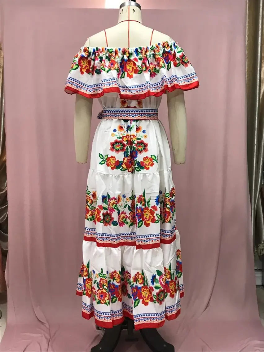 Boho Dress Women's One Shoulder Dress with Sexy and Fashionable Printed Long Style, Large Display, Summer New