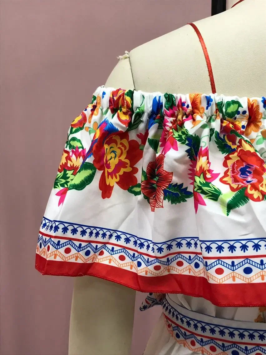 Boho Dress Women's One Shoulder Dress with Sexy and Fashionable Printed Long Style, Large Display, Summer New