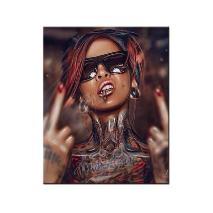 Hip Hop Art Tattoo Sexy Women Portrait Poster Sexy Bad Girl Canvas Painting For Living Room Wall Decorative Pictures Home Decor