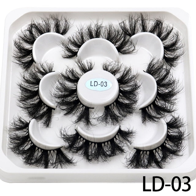 5 Pairs 25mm 3D Mink Lashes Bulk Russian Volume Fluffy Natural False Eyelashes Thick Dramatic Mink Eyelashes Wholesale maquiagem