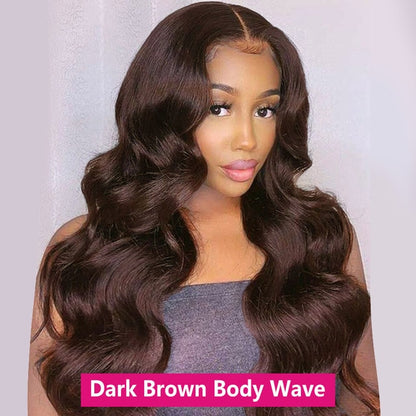 13x4 Chocolate Brown Straight Lace Front Wig 220% Hd Transparent Lace Frontal Wig Pre Plucked Colored Human Hair Wigs For Women