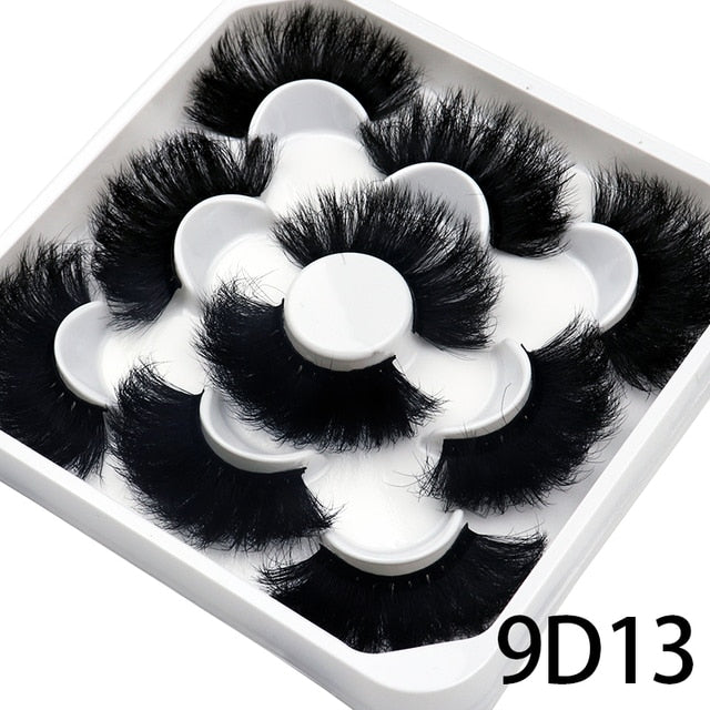 5 Pairs 25mm 3D Mink Lashes Bulk Russian Volume Fluffy Natural False Eyelashes Thick Dramatic Mink Eyelashes Wholesale maquiagem