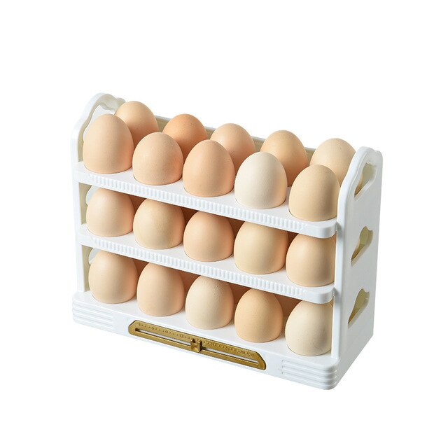 3-layer Egg Rack Egg Storage Box With Handle Refrigerator Egg Tray Overturned Kitchen Egg Storage Container Fresh-keeping Box