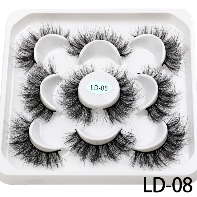 5 Pairs 25mm 3D Mink Lashes Bulk Russian Volume Fluffy Natural False Eyelashes Thick Dramatic Mink Eyelashes Wholesale maquiagem