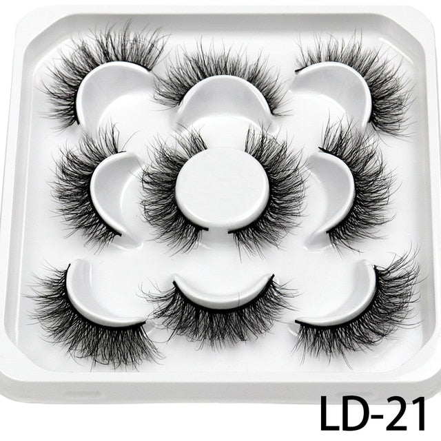 5 Pairs 25mm 3D Mink Lashes Bulk Russian Volume Fluffy Natural False Eyelashes Thick Dramatic Mink Eyelashes Wholesale maquiagem