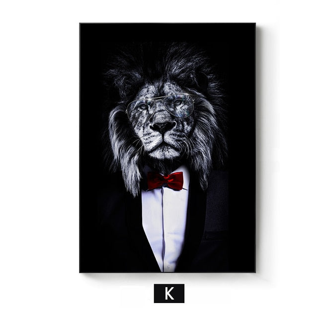 Lion Monkey Tiger Smoking Poster Anthropomorphic Animal Canvas Painting For Living Room Wall Art Decorative Pictures Home Decor