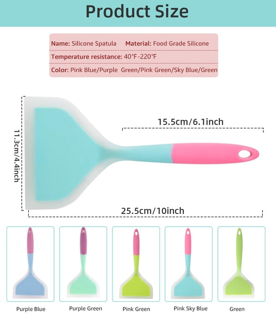 Silicone Spatula Cooking Utensils Beef Meat Egg Kitchen Scraper Wide Pizza Cooking Tools Shovel Non-stick Spatula Color Randomly
