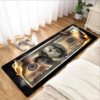 Dollar Money Motorcycle Display Carpet Work Floor Garage Racing Electric Vehicle Mat Entrance Doormat Living Room Rug Home Decor