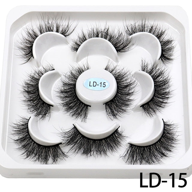 5 Pairs 25mm 3D Mink Lashes Bulk Russian Volume Fluffy Natural False Eyelashes Thick Dramatic Mink Eyelashes Wholesale maquiagem