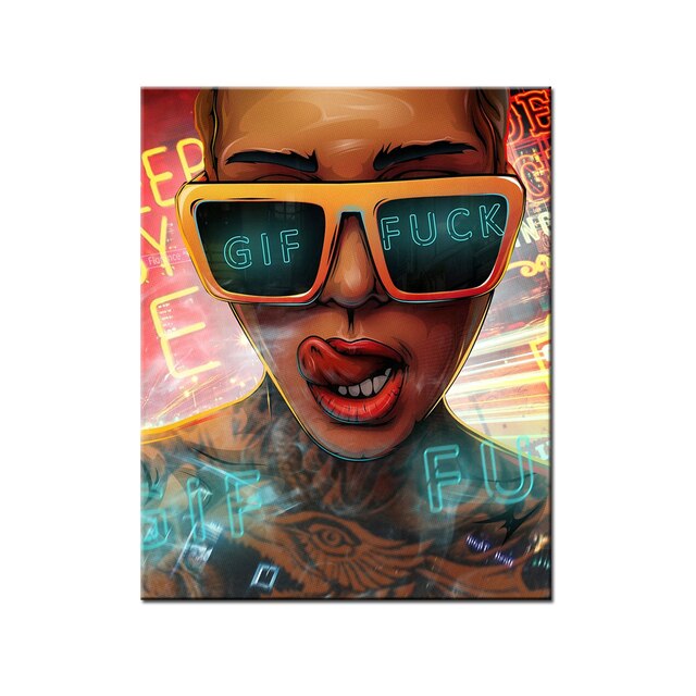 Hip Hop Art Tattoo Sexy Women Portrait Poster Sexy Bad Girl Canvas Painting For Living Room Wall Decorative Pictures Home Decor