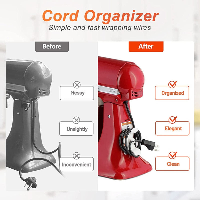 3/6pcs Cord Wrapper Hooks Wire Cord Cable Organizer Air Fryer Coffee Machine Wrap Cable Protector Winder Household Appliances