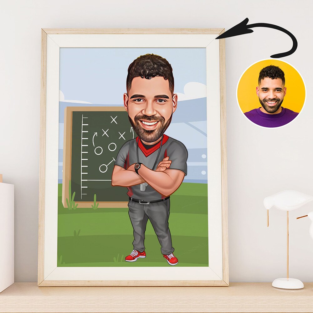 Personalized Football Basketball Coach Sports Cartoon Wall Art Poster And Prints Picture Canvas Painting Decoration for Stadium