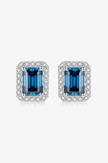 2 Carat Moissanite Stud Earrings in Indigo
