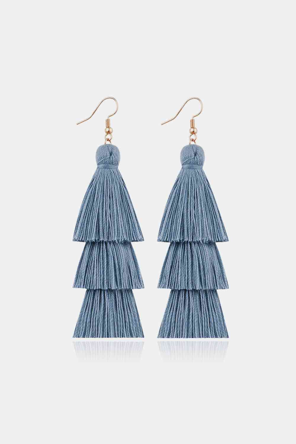 Triple-Layer Tassel Dangle Earrings