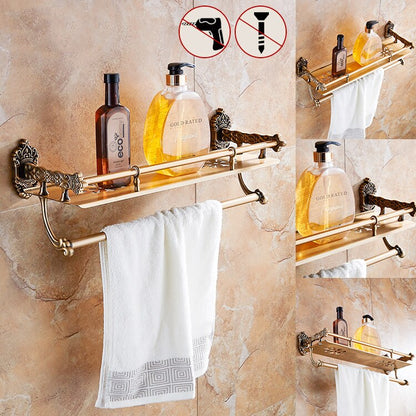 Aluminium Towel Cup Holder Serviettes Salle Bain Kitchen Bathroom Toalha Banheiro Toallero Adhesivo Towel Rack Wall Rack Shelf