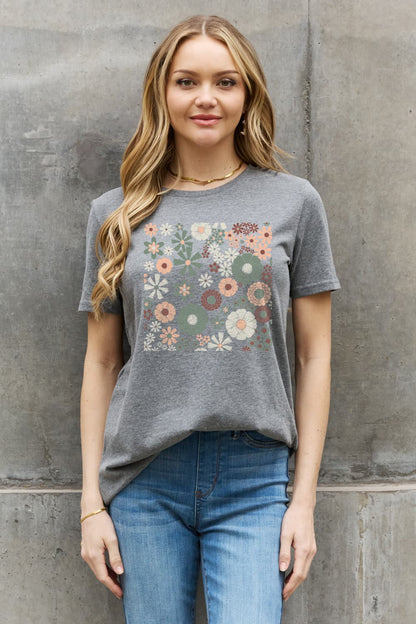 Simply Love Full Size Flower Graphic Cotton Tee