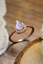 Moonstone Teardrop 925 Sterling Silver Halo Ring