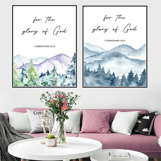 For the Glory of God Letter Bible Verse Wall Art Posters And Prints Picture Canvas Painting Decoration Home Decor for Bedroom