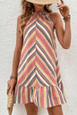 Striped Round Neck Sleeveless Mini Dress