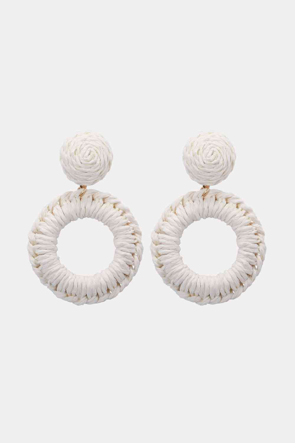 Round Shape Raffia Grass Dangle Earrings