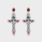 Rhinestone Alloy Cross Earrings