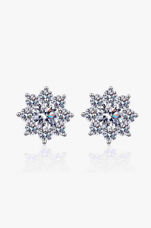 1 Carat Moissanite 925 Sterling Silver Flower Earrings