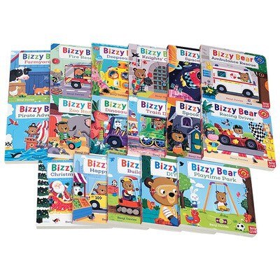 17 books/set Bizzy Bear English board book children early educational picture story flap handle book  for 2-6 years kids